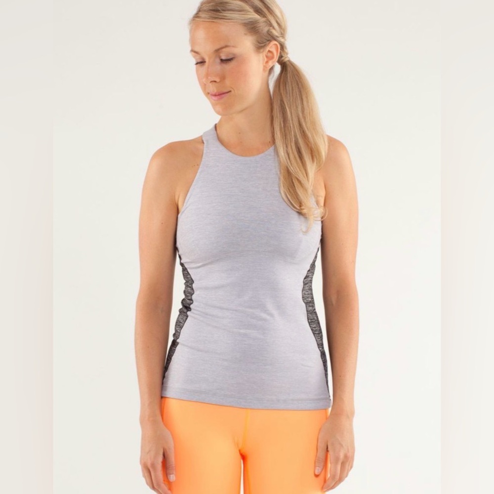 lululemon athletica EUC SPIN IT TO WIN IT TANK/ white, creamsicle & navy